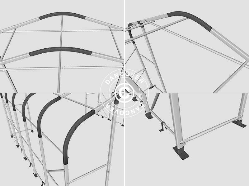 Noliktavas telts PRO 6x6x3,7m PVC, Pelēks