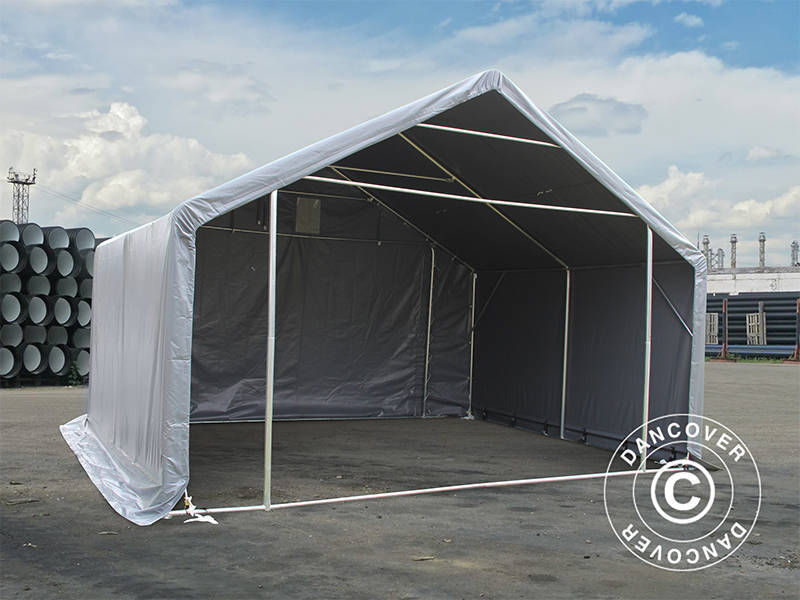 Storage shelter PRO 5x4x2x3.39 m, PVC, Grey