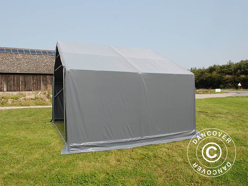 Sandėliavimo palapinė PRO 5x4x2x3,39m, PVC, Pilka