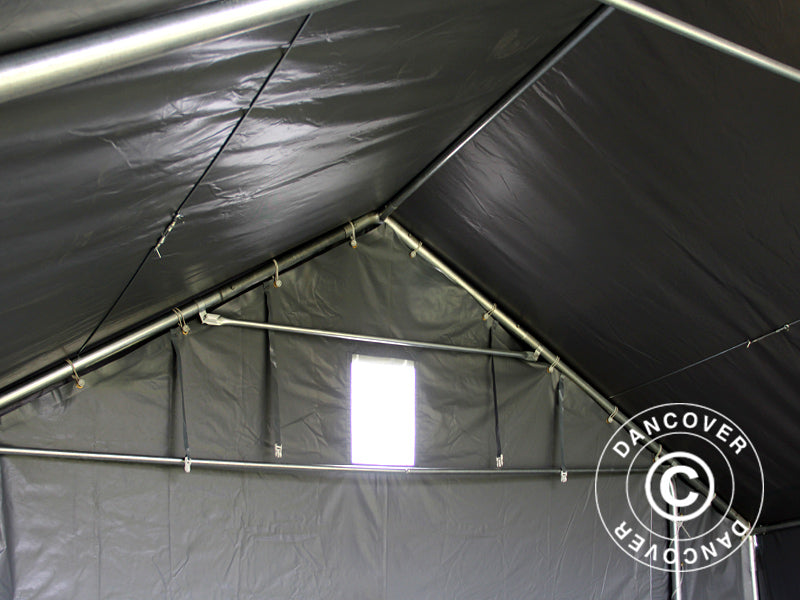 Sandėliavimo palapinė PRO 5x4x2x3,39m, PVC, Pilka