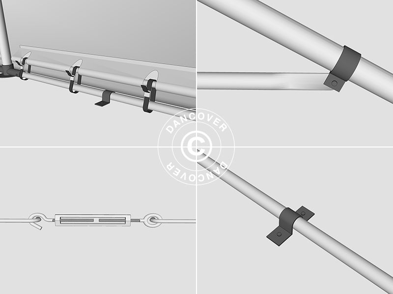 Lagerzelt PRO 4x4x2x3,1m, PVC, Grau