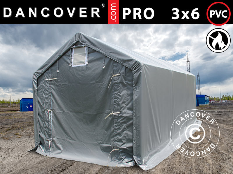 Storage shelter PRO 3x6x2x2.82 m, PVC, Grey