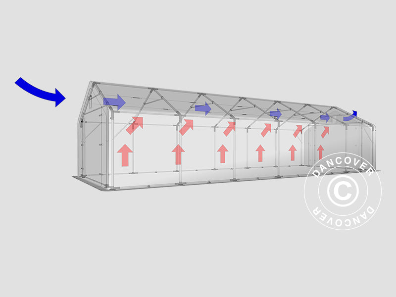 Storage shelter PRO 5x12x2x3.39 m, PVC, Grey