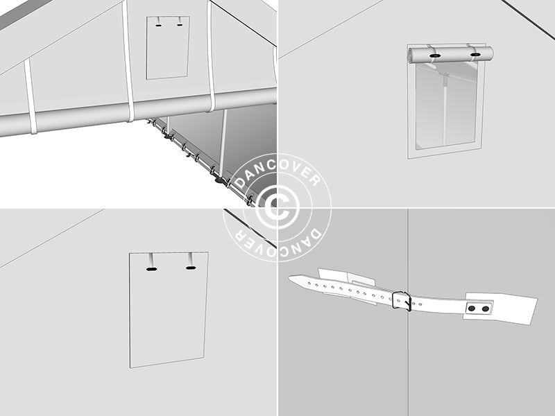 Storage shelter PRO 4x8x2.5x3.6 m, PE, Grey