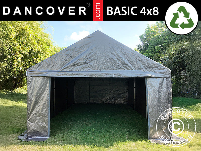 Opslagtenten Basic 4x8m Grijs PE 300 – Koop bij Dancover