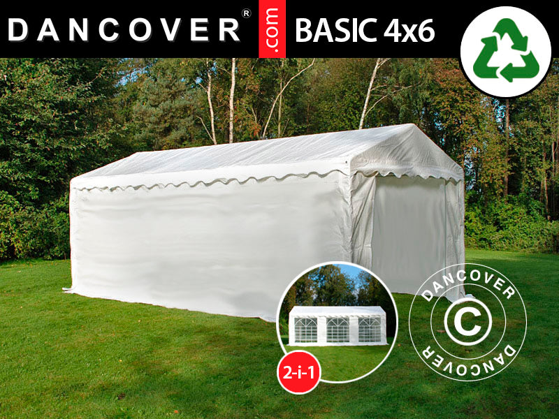 Tenda de armazenamento Basic 2 em 1, 4x6m PE 700, Branco