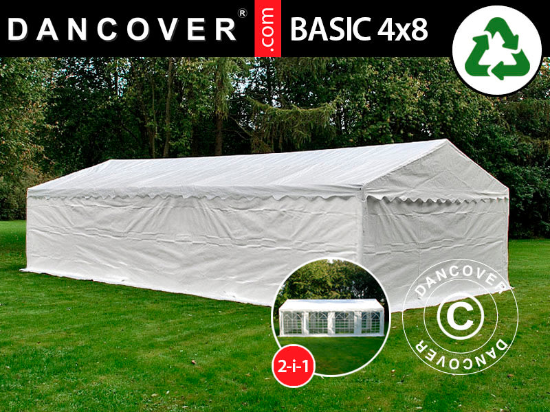 Lagerzelt-Basic 2-in-1, 4x8m PE 700, weiß