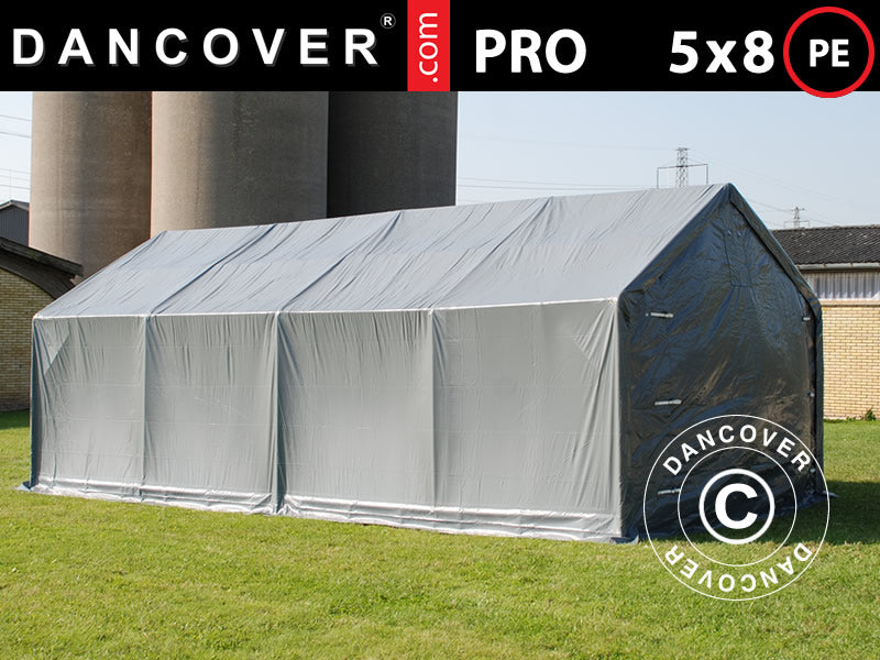 lager zelt kaufen Lagerzelt PRO 5x8x2x3,39m Grau – Jetzt bei Dancover kaufen