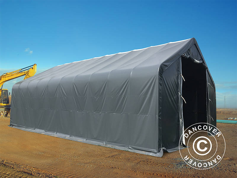 Storage shelter PRO 8x12x5.2 m PVC w/skylight, Grey
