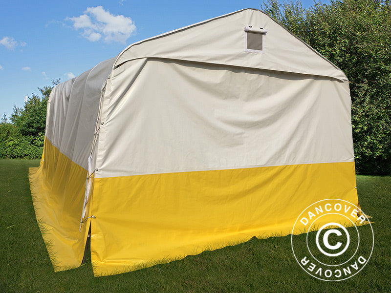 Tenda da lavoro, magazzino PRO 3,6x6x2,68m, PVC, Bianco/Giallo, Ritardante di fiamma