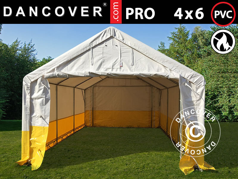 tente de stockage 4x6 Dancover Storage Work Tent 4x6m White/Yellow F/R – Order now
