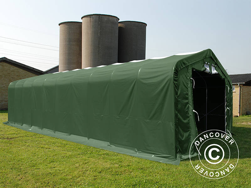 Tente de Stockage PRO 6x12x3,7m PVC avec lucarne, Vert