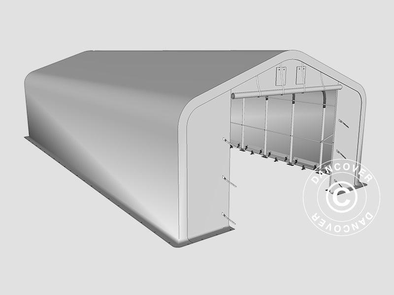 Tente de Stockage PRO 6x12x3,7m PVC avec lucarne, Vert