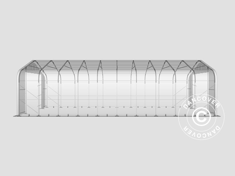 Lagerzelt PRO 6x12x3,7m PVC mit Dachfenster, Grau