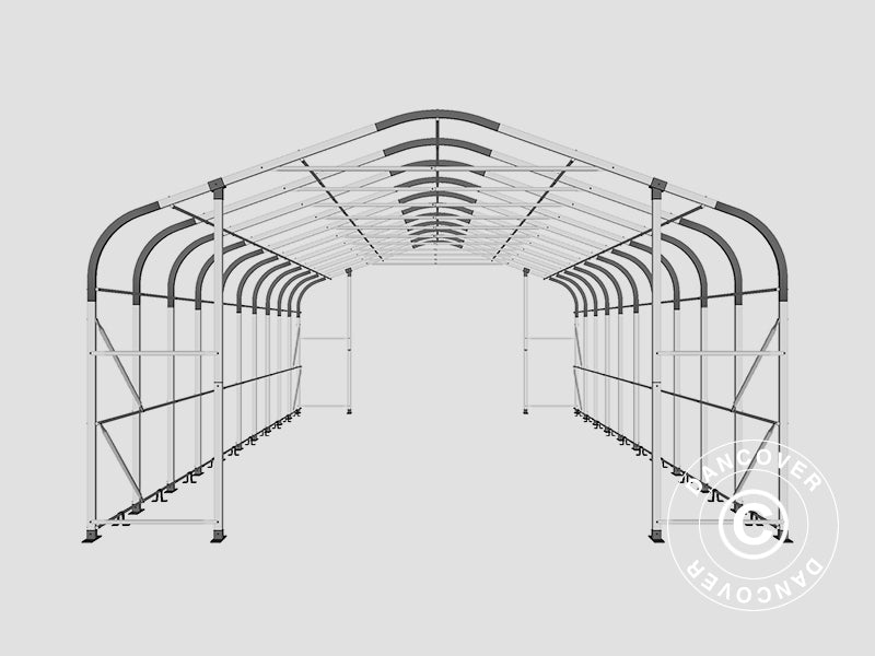 Skladišni šator PRO 6x12x3,7m PVC sa svodnim panelom, Siva