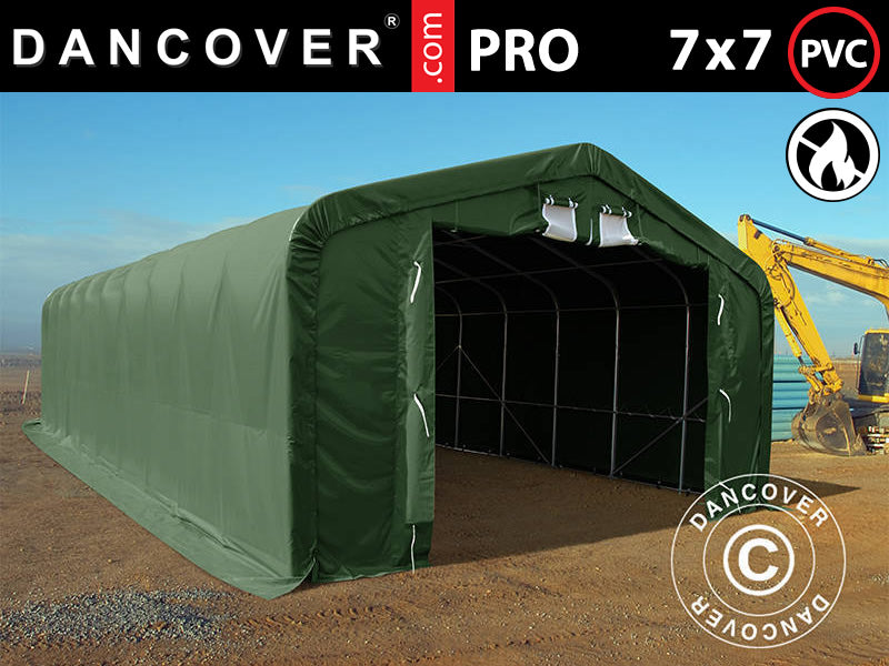 zelt 7x7 Storage shelter PRO 7x7m Green w/Gablekit – Order today