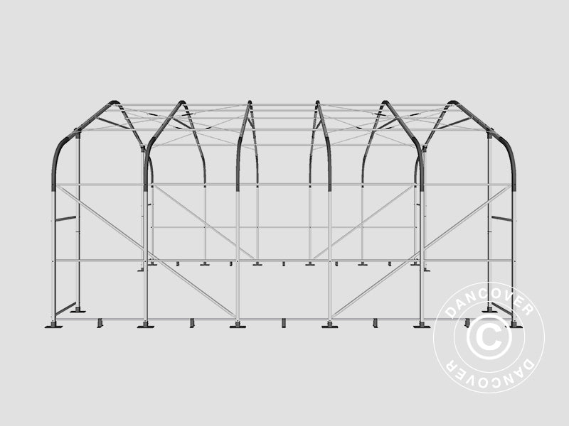 Lagerzelt PRO 7x7x3,8m PVC mit Dachfenster, Grün