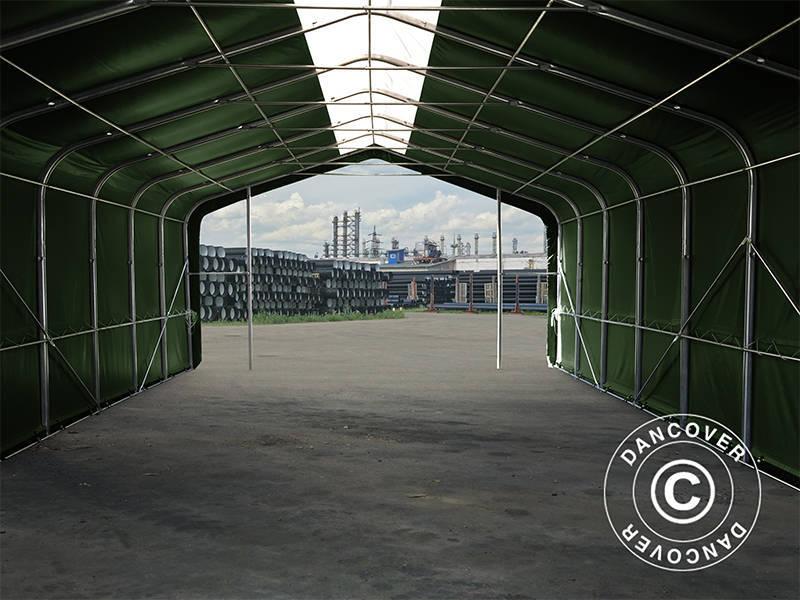 Tenda de armazenagem PRO 7x14x3,8m PVC c/painel de cobertura de teto, Verde