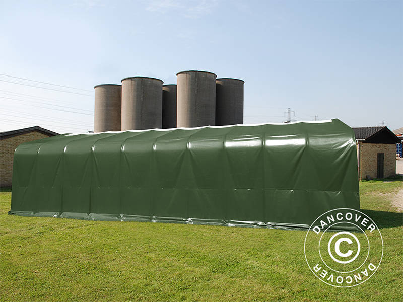 Lagerzelt PRO 7x14x3,8m PVC mit Dachfenster, Grün