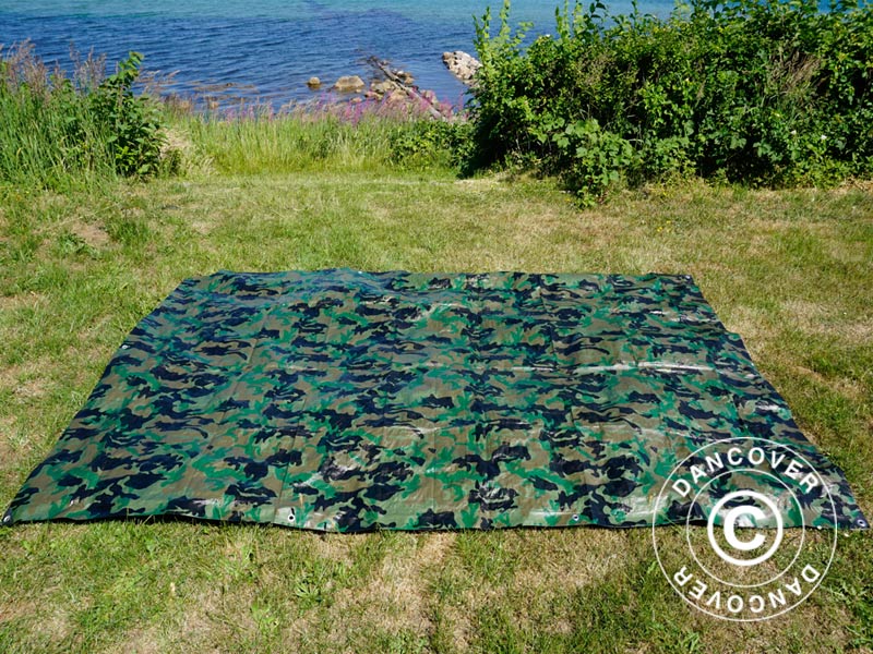 Bâche camouflage Woodland 1,9x3m, 100g/m²