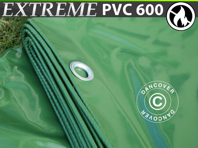 Lona 8x10m, PVC 600g/m², Verde, Retardador de chamas