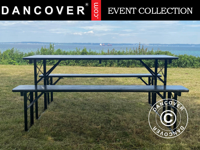 Beer Table Set PRO 180x60x78 cm, Black