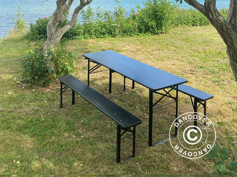 Set tafel en banken PRO 180x60x78cm, Zwart
