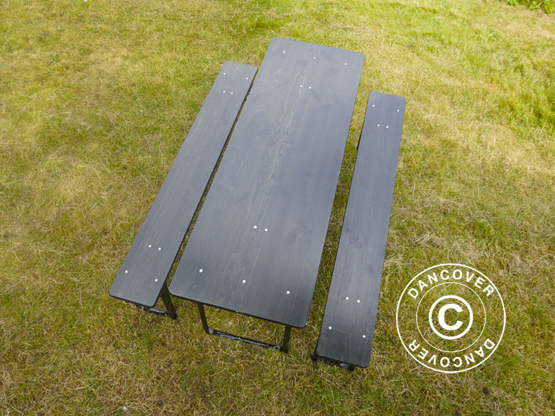 Medinio stalo ir suolo rinkinys PRO 200x60x78cm, Juoda