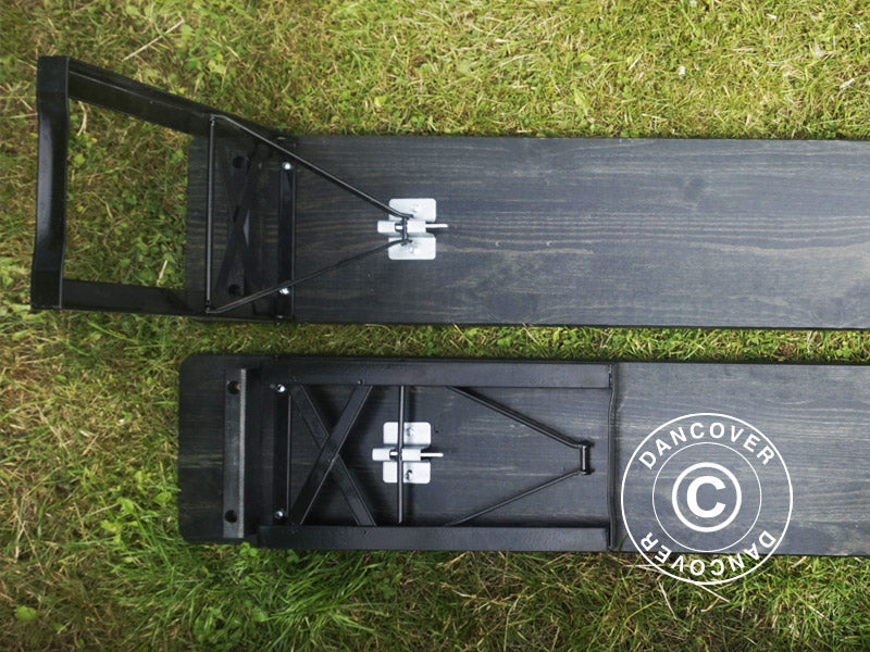 Medinio stalo ir suolo rinkinys PRO 200x60x78cm, Juoda