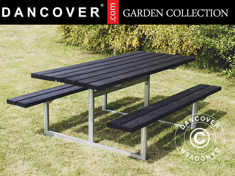 Picnic table, 1.4x1.75x0.72 m, Black