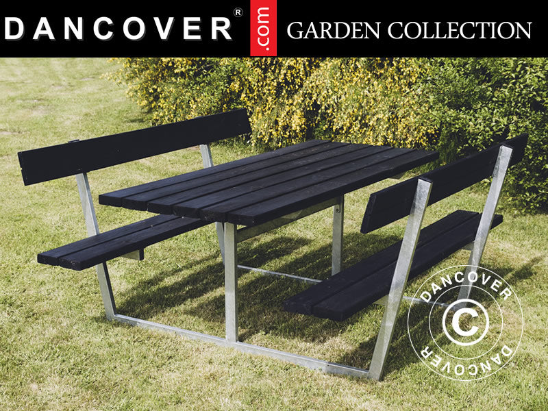 Picnic table w/backrest, 1.8x1.75x0.85 m, Black