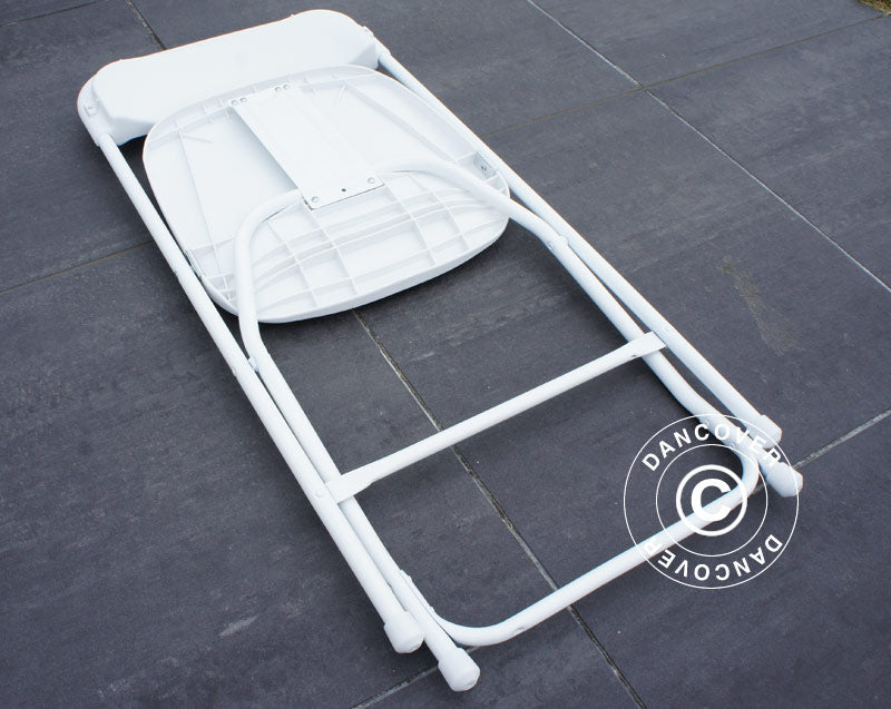 Tavolo tondo pieghevole 154 cm Ø + 8 sedie, Grigio chiaro/Bianco