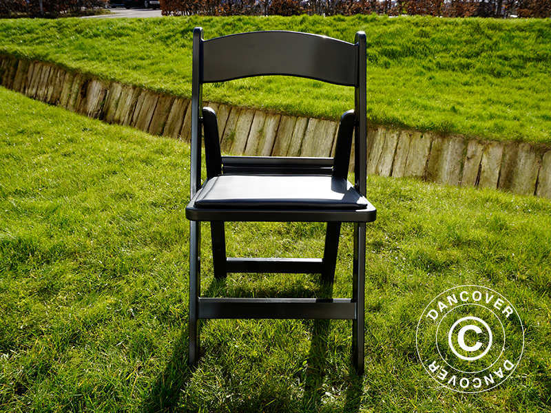 Padded Folding Chairs, Black, 44x46x77 cm, 4 pcs.