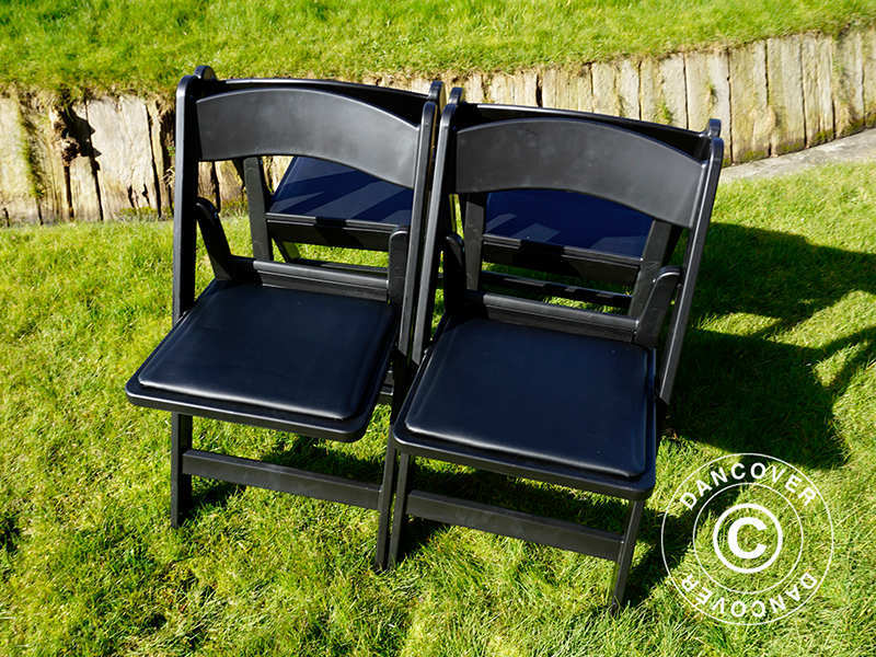 Padded Folding Chairs, Black, 44x46x77 cm, 4 pcs.