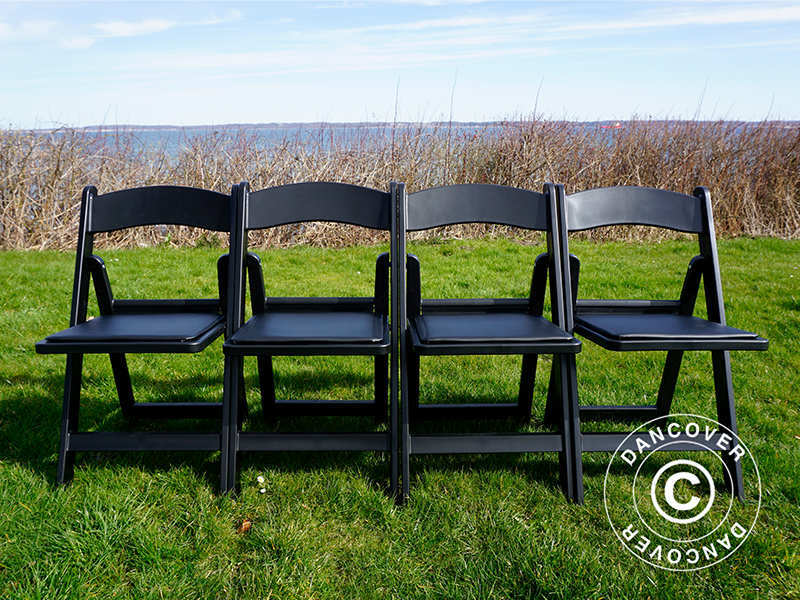 Padded Folding Chairs Black 44x46x77 cm, 8 pcs.