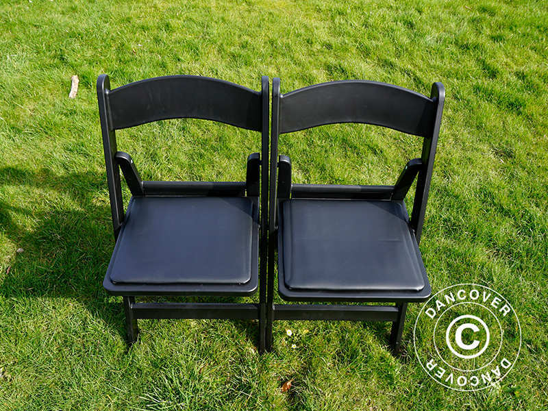 Padded Folding Chairs, Black, 44x46x77 cm, 24 pcs.
