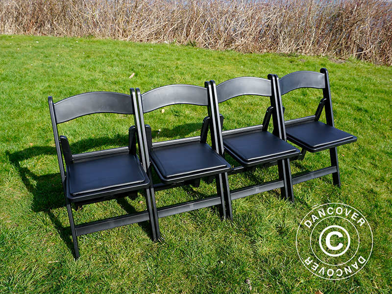 Padded Folding Chairs, Black, 44x46x77 cm, 24 pcs.