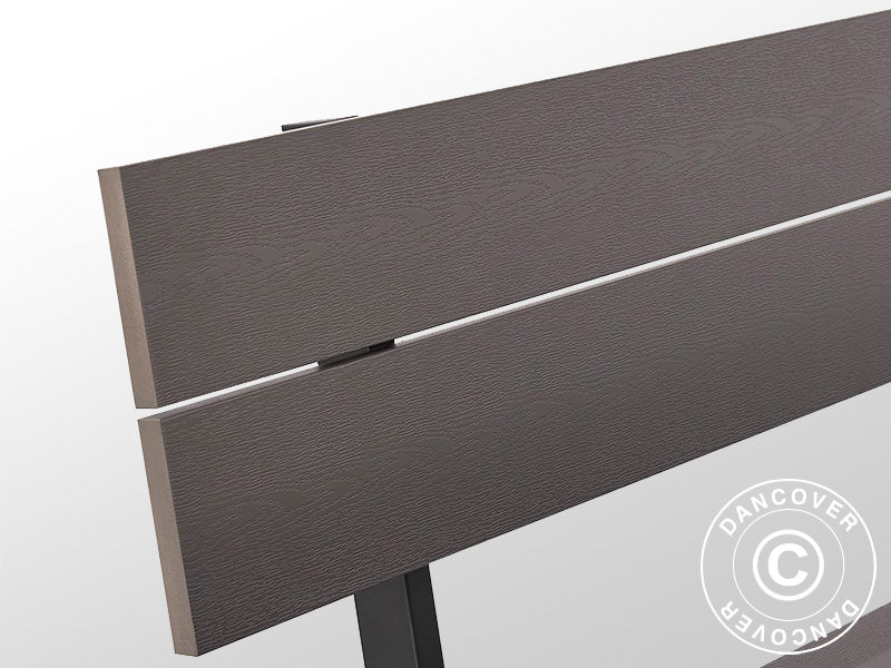 Table de pique-nique avec dossier, effet bois, 1,75x1,86m, Noir/Anthracite