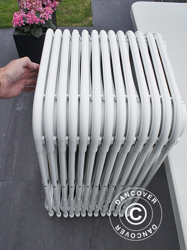 Pacchetto Party, 1 tavolo pieghevole (240cm) + 8 sedie, Grigio chiaro/Bianco