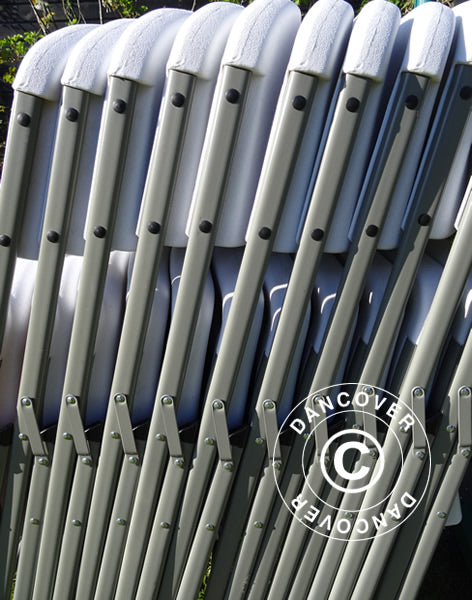 Party-Paket, 1 Klapptisch (240cm) + 8 Klappstühle, Hellgrau/Weiß