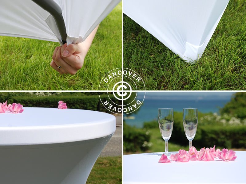 Stretch pöydänpäällinen Ø80x110cm, Valkoinen