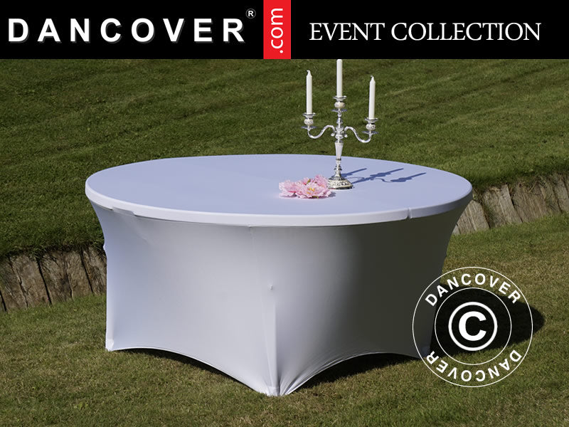 Copri-tavolo elasticizzato Ø152x74cm, Bianco