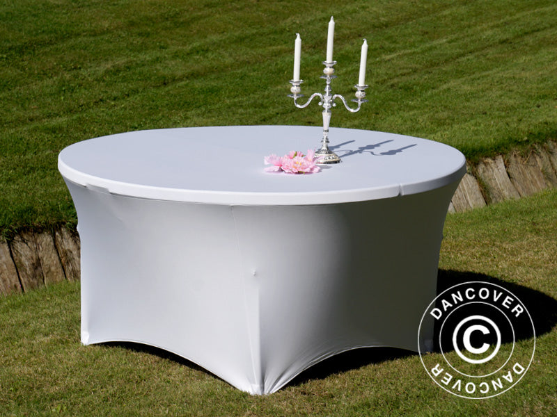 Stretch Tischüberzug Ø152x74cm, Weiß