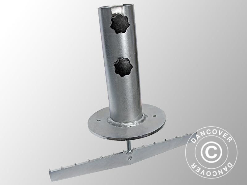 Sonnenschirmfuß für Holzterrasse, Silber