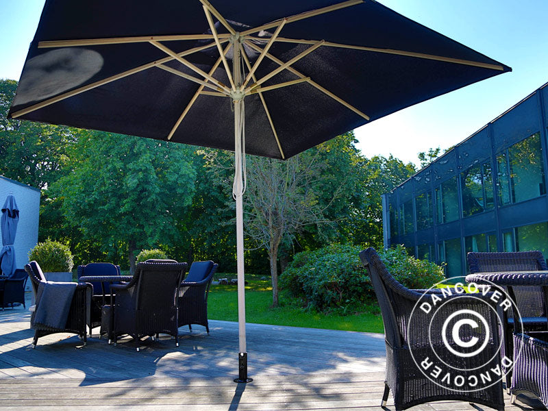 Pied de parasol pour terrasse en bois, Argenté