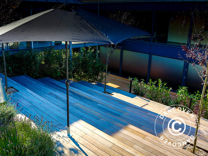 Pied de parasol pour terrasse en bois, Argenté