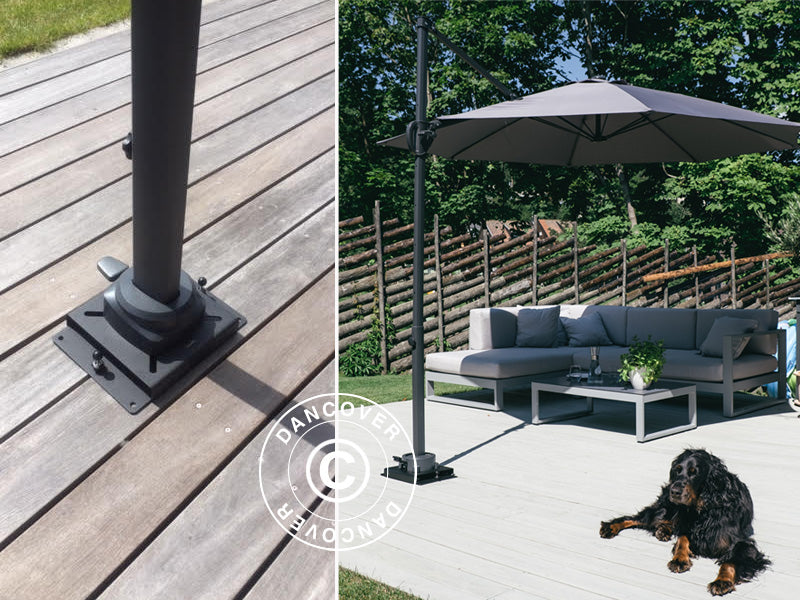 Base per ombrellone pensile per terrazza in legno, 25x25cm, Nero