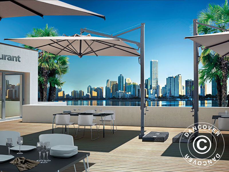 Cantilever parasol Galileo Dark, 3.5x3.5 m, Ecru