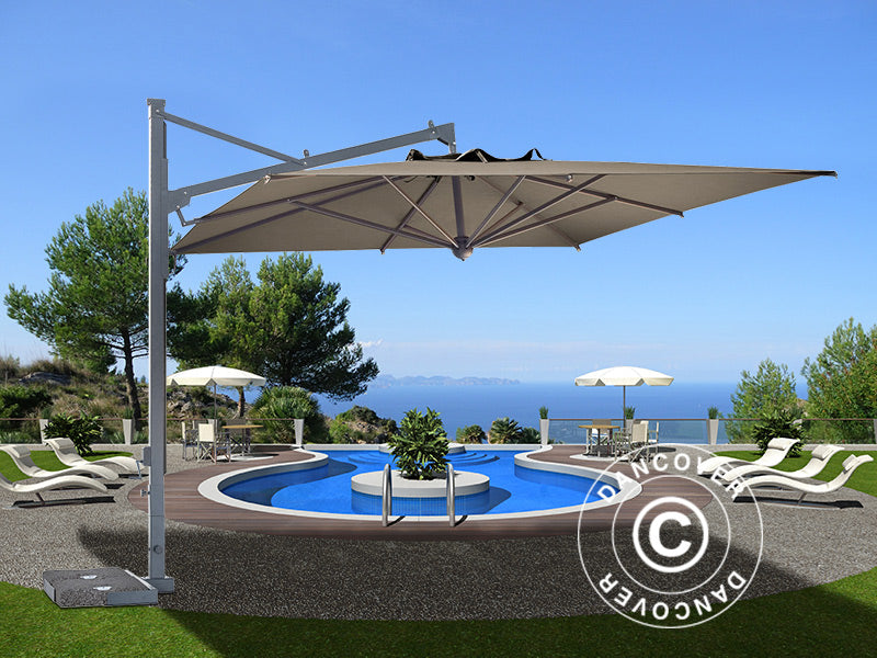 Cantilever parasol Galileo Dark, 3.5x3.5 m, Grey taupe