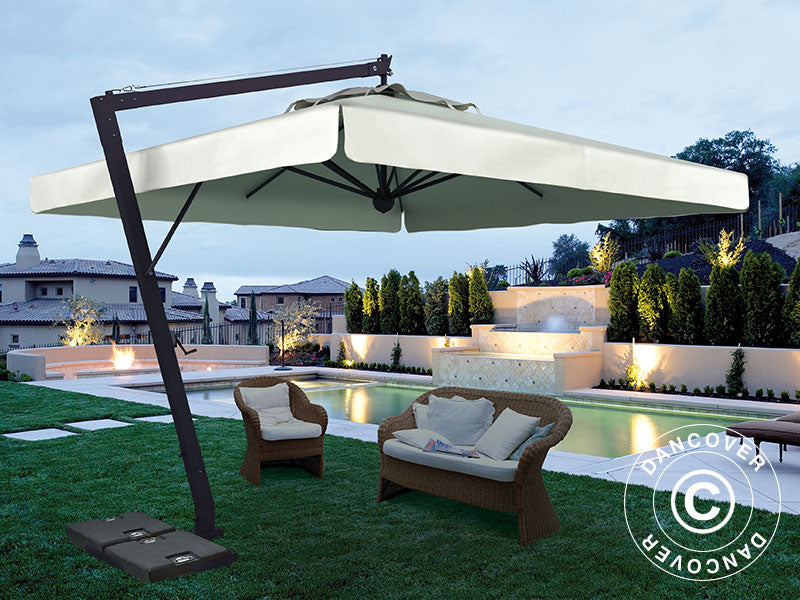 Cantilever parasol Leonardo Braccio with valance, 3x4 m, Ecru
